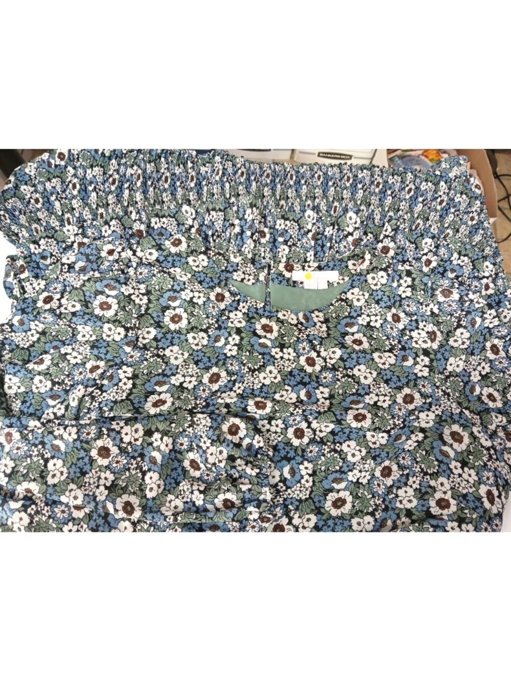 Boden Floral Tiered Long Sleeve Dress US 14 Blue Green Multicolor Plisse Mini - Picture 14 of 16